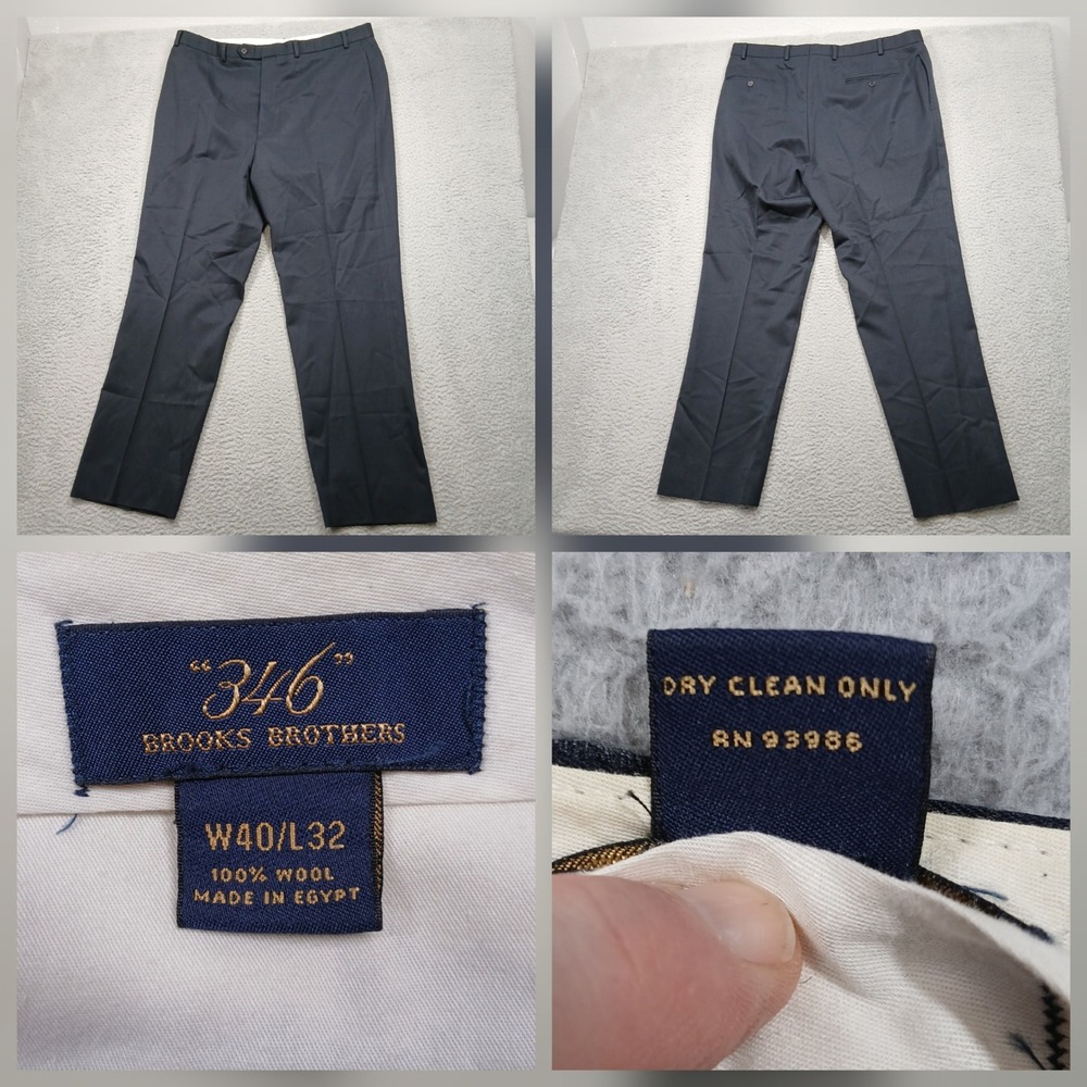Brooks Brothers 346 Wool Dress Pants Men's 40x32‎ Navy Classic Fit